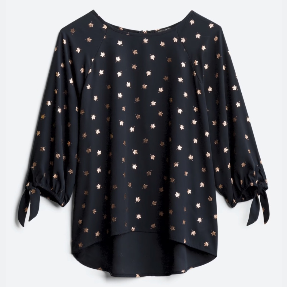 Papermoon - Larie Tie Sleeve Foil Print Blouse